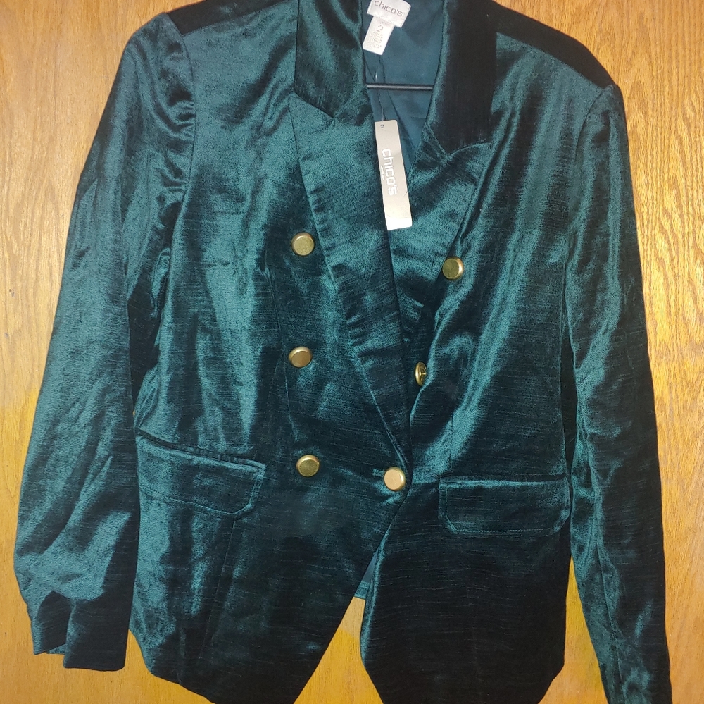 Chicos green velvet blazer